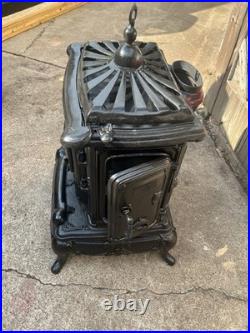 Antique Cast Iron Parlor Stove Wood Burning