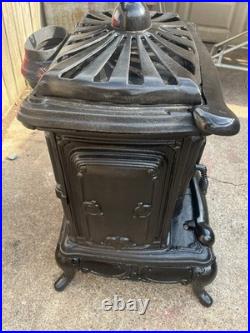 Antique Cast Iron Parlor Stove Wood Burning