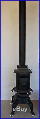 Antique Cast Iron Pot Belly Stove PALM OAK ROME GA No. 11 with Pipe 80 Tall