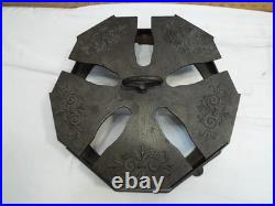Antique Cast Iron Sad Iron Stove Top Warming Holder Heating Stand Heater Wheel