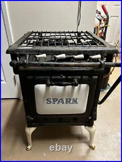 Antique Cast Iron Spark Gas Stove 1890s All Parts Included