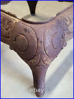 Antique Cast Iron Stove Base Table with Curved Legs Industrial RePurpose Table