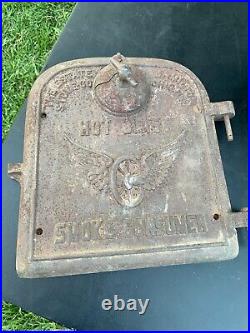 Antique Cast Iron Stove Oven Door Hot Blast Ohio Plaque Estate Stove Company
