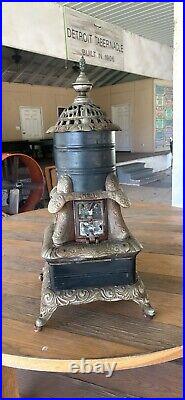 Antique Cast Iron Victorian Stove Rare Art Laurel Number 10 Wooden Wheels