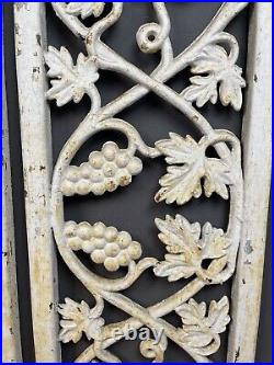 Antique Cast Iron Window Grate, Ornate Grapes, Architectural, 23 x 10 Pair 2163