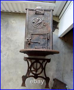 Antique Cast Iron Wood Burning Box Stove Six Plate Stove Jamb Stove Vintage