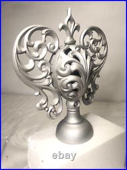 Antique Cast Iron Wood Parlor Stove Finial High Heat Silver Finish Round Oak
