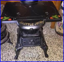 Antique Cast Iron Wood Stove 28 Parlor Shop Cabin Cooking Heating Little Joe