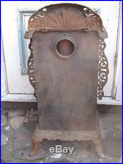 Antique Cast Iron and Nickel Gas Heater Stove c. 1916