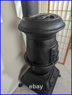 Antique Columbus Iron Works No. 14 Cast Iron Pot Belly Stove Rare