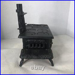 Antique Crescent Cast Iron Toy Wood Cook Stove Doll House withAcc Salesman Sample