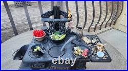 Antique Crescent cast iron large fancy toy stove witha bunch of mini accessories Antique Crescent cast iron large fancy toy stove witha bunch of mini accessories