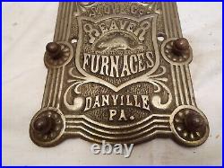 Antique Danville Stove Co Beaver Furnaces Plated Cast Iron Badge PA Montour CO