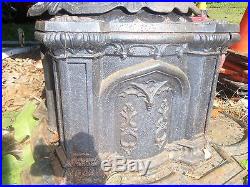 Antique Decorative Small Wood Cast Iron Kitchen Stove Color Slate Gray Wood Rest