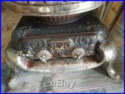 Antique Estate Oak Cast Iron Wood Stove- Finial Top