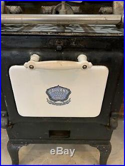 Antique Garland Gas Stove 3 Burner Cook Top Cast Iron Porcelain Covered Door