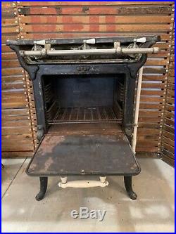 Antique Garland Gas Stove 3 Burner Cook Top Cast Iron Porcelain Covered Door