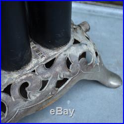 Antique Gas Parlor Heater Ornate Filigree Cast Iron w Glass Jewels
