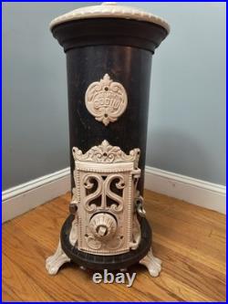 Antique Godin French Enamel Cast Iron Coal Or Wood Stove
