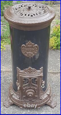 Antique Godin French Enamel Cast Iron Coal Or Wood Stove BEAUTIFUL Parlor Stove