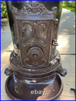 Antique Godin French Enamel Cast Iron Coal Or Wood Stove BEAUTIFUL Parlor Stove