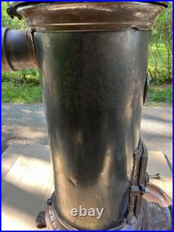 Antique Godin French Enamel Cast Iron Coal Or Wood Stove BEAUTIFUL Parlor Stove