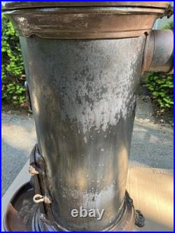 Antique Godin French Enamel Cast Iron Coal Or Wood Stove BEAUTIFUL Parlor Stove
