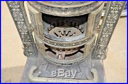 Antique Great Western Cast Iron, Copper & Nickel Wood Burning Parlor Stove 38