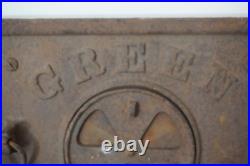 Antique Green Colonial Cast Iron Coal Wood Stove Door Door Only