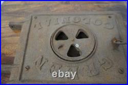 Antique Green Colonial Cast Iron Coal Wood Stove Door Door Only
