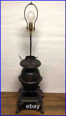 Antique Grey Casting Co MT JOY. PA Cast Iron Pot Belly Stove Kettle Lamp 75-3