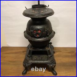 Antique Grey Casting Co MT JOY. PA Cast Iron Pot Belly Stove Kettle Lamp 75-3