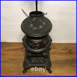 Antique Grey Casting Co MT JOY. PA Cast Iron Pot Belly Stove Kettle Lamp 75-3