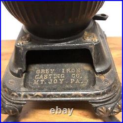 Antique Grey Casting Co MT JOY. PA Cast Iron Pot Belly Stove Kettle Lamp 75-3