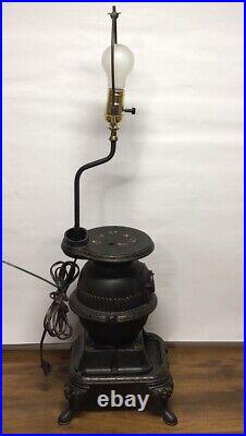 Antique Grey Casting Co MT JOY. PA Cast Iron Pot Belly Stove Kettle Lamp 75-3