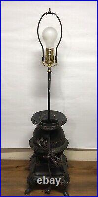 Antique Grey Casting Co MT JOY. PA Cast Iron Pot Belly Stove Kettle Lamp 75-3