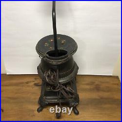 Antique Grey Casting Co MT JOY. PA Cast Iron Pot Belly Stove Kettle Lamp 75-3