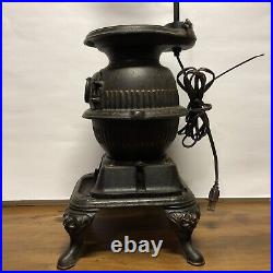 Antique Grey Casting Co MT JOY. PA Cast Iron Pot Belly Stove Kettle Lamp 75-3