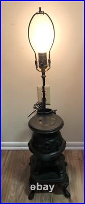 Antique Grey Casting Co MT JOY. PA Cast Iron Pot Belly Stove Kettle Lamp 75-3