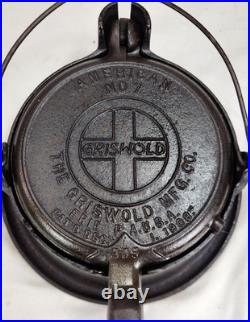 Antique Griswold Cast Iron No. 7 Waffle Iron with High Base 308, 309, 311