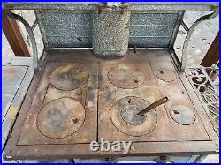 Antique Home Comfort wood burning cook stove Wrought Iron Range Company Extras