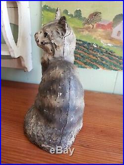 Antique Hubley Cast Iron Cat Doorstop Statue Weight Fireplace Hearth Stove