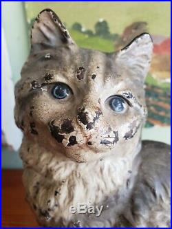 Antique Hubley Cast Iron Cat Doorstop Statue Weight Fireplace Hearth Stove