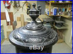 Antique JEWETT & ROOT ARBUTUS 54 Cast Iron Round Parlor Stove Falcon Finial