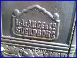 Antique L Lange Danish Ornate Cast Iron Coal Stove