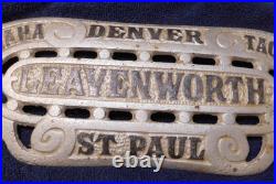 Antique Leavenworth Omaha Denver Tacoma St Paul Wood Stove Cast Iron Plaque