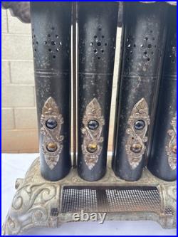 Antique Mystic Jewel Cast Iron Gas Parlor Stove Heater Model No. 40 Untested