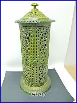 Antique Nestor Martin Enameled Cast Iron Parlor Stove Surround Green Free S&H