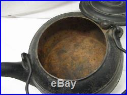 Antique O & P Cast Iron Tea Kettle Pot Teapot Stove No. 7 Lidded Reading PA