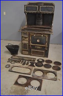 Antique Old Fashioned Cast Iron Monarch Malleable Wood or Coal Cook Stove